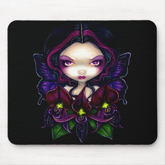 "Black Orchid Fairy" Mousepad Muismat (Voorkant)