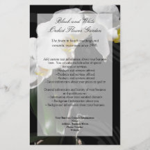 Black Orchid Flyer, Wedding Program, Menu of Ander