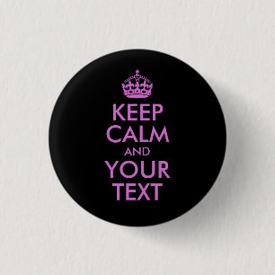 Black Orchid Keep Calm en Jouw tekst Ronde Button 3,2 Cm
