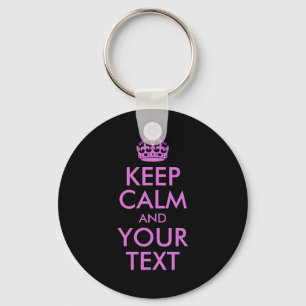 Black Orchid Keep Calm en Jouw tekst Sleutelhanger