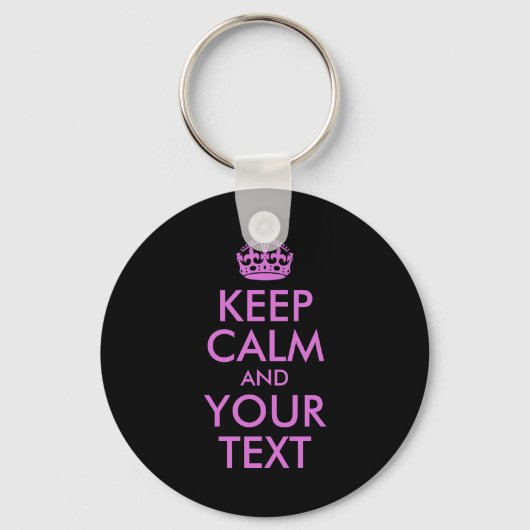 Black Orchid Keep Calm en Jouw tekst Sleutelhanger (Voorkant)
