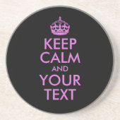 Black Orchid Keep Calm en Jouw tekst Zandsteen Onderzetter (Voorkant)