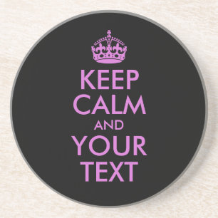 Black Orchid Keep Calm en Jouw tekst Zandsteen Onderzetter