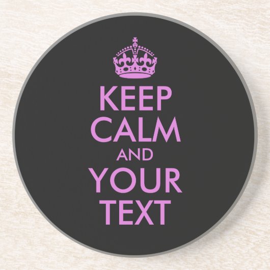 Black Orchid Keep Calm en Jouw tekst Zandsteen Onderzetter (Voorkant)