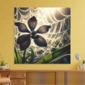 Black Orchid Spiderweb Floral Canvas Afdruk (Insitu (Woonkamer))