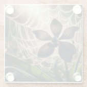 Black Orchid Spiderweb Floral Glazen Onderzetter (Achterkant)