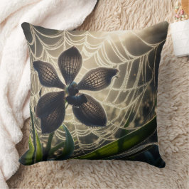 Black Orchid Spiderweb Floral Kussen