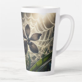 Black Orchid Spiderweb Floral Latte Mok