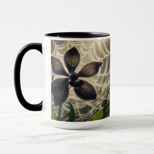 Black Orchid Spiderweb Floral Mok (Links)