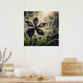 Black Orchid Spiderweb Floral Poster (Keuken)