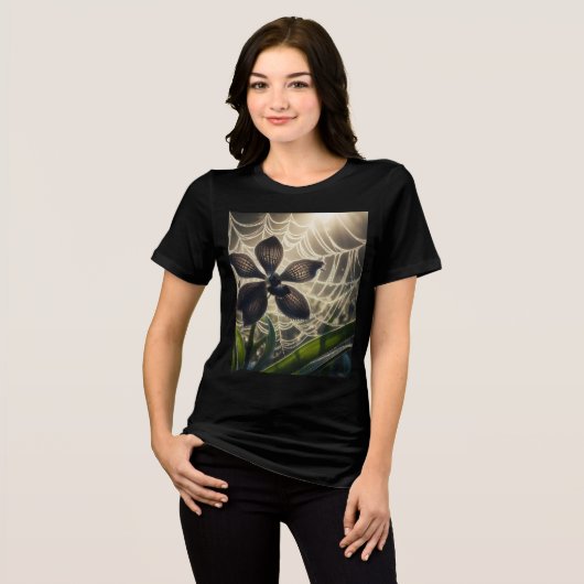 Black Orchid Spiderweb Floral Tri-Blend Shirt (Voorkant volledig)