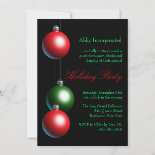 Black Ornament Holiday Invitation (corp) Kaart