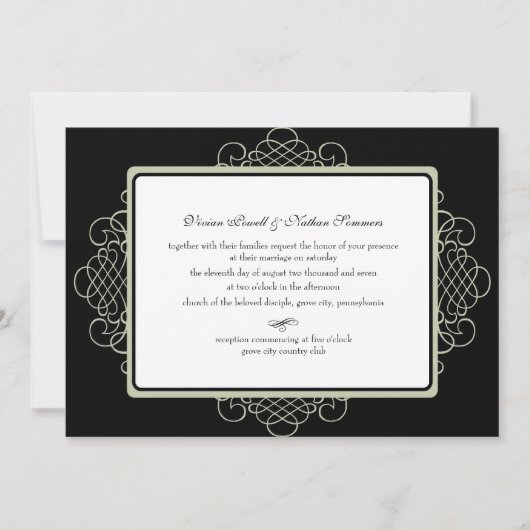 Black Ornament Invitation Kaart (Voorkant)