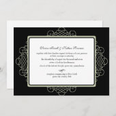 Black Ornament Invitation Kaart (Voorkant / Achterkant)