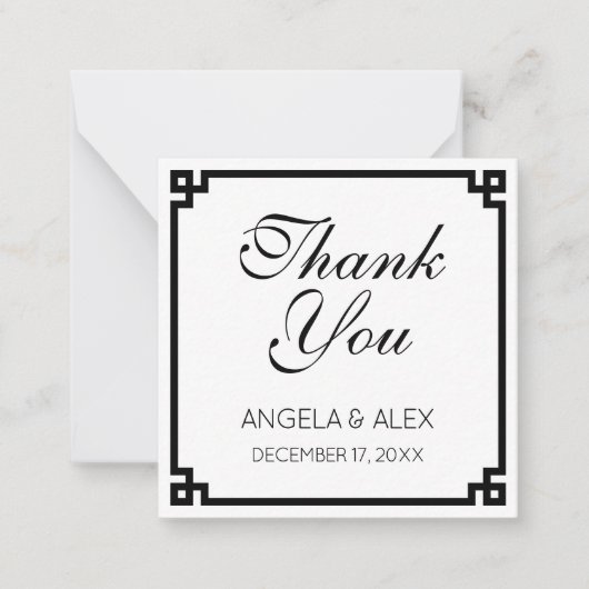 Black Ornamental Greek Key Dank je Notitiekaartje (Voorkant)