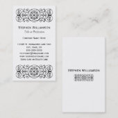 Black Ornamental Scroll Wough Iron Professional Visitekaartje (Voorkant / Achterkant)