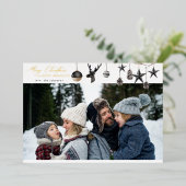 Black Ornaments & Para Photo Merry Kerstmis Folie Uitnodiging (Staand Voorkant)