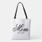 Black Ornate Script Established Mom Tote Bag (Achterkant)