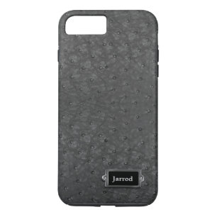 Black Ostrich Leather Let iPhone 7 Plus Hoesje