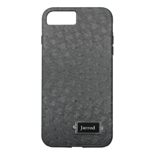 Black Ostrich Leather Let iPhone 7 Plus Hoesje (Achterkant)