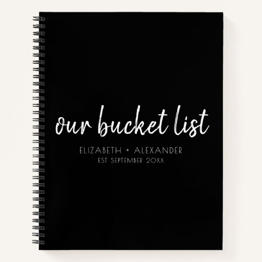 Black Our Bucket List Couples Keepomwille Journal Notitieboek (Voorkant)
