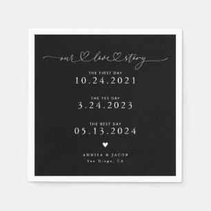 Black Our Love Story Script voor Hearts Wedding Servet