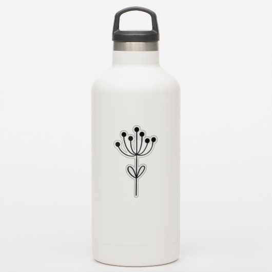 Black Outline Floral Design Transparent Custom Cut Sticker (Waterfles)
