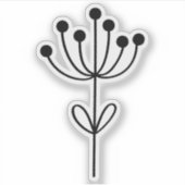 Black Outline Floral Design Transparent Custom Cut Sticker (Voorkant)