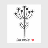 Black Outline Floral Design Transparent Custom Cut Sticker (Vel)