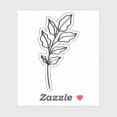 black outline Leaf Glossy White Vinyl Sticker (Vel)