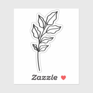 black outline Leaf Glossy White Vinyl Sticker