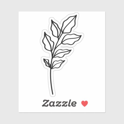 black outline Leaf Glossy White Vinyl Sticker (Vel)