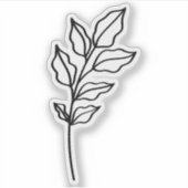 black outline Leaf Glossy White Vinyl Sticker (Voorkant)