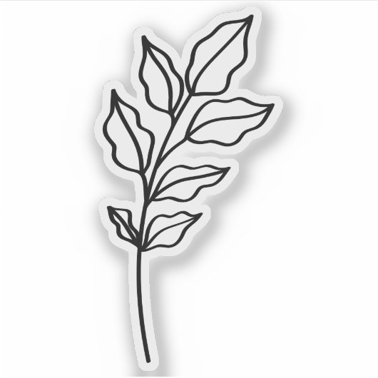 black outline Leaf Glossy White Vinyl Sticker (Voorkant)