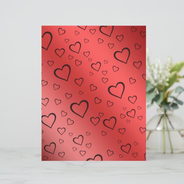 Black Outlines Hearts on Red Ombre Scrapbook Paper (Staand voorkant)