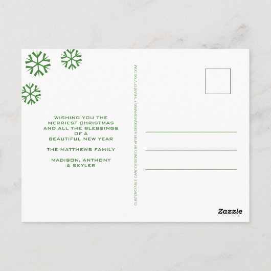 Black Overlay Green Prettige feestdagen Uw foto Briefkaart (Achterkant)