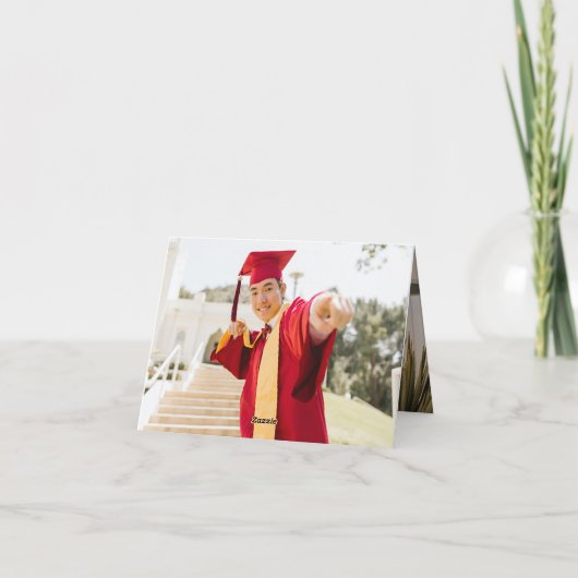 Black Overlay Ribbon Gradup Moderne Foto Bedankkaart (Achterkant)