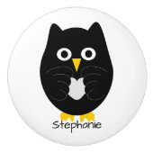 Black Owl Design Personalised Keramische Knop (Voorkant)
