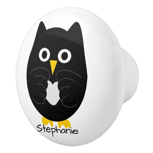 Black Owl Design Personalised Keramische Knop (Rechts)