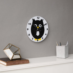 Black Owl Design Ronde Klok