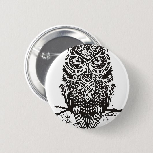 Black Owl Ronde Button 5,7 Cm (Voorkant /achterkant)