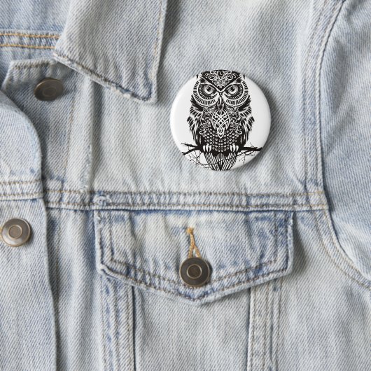 Black Owl Ronde Button 5,7 Cm (In situ)