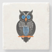 Black Owl Stenen Onderzetter (Voorkant)