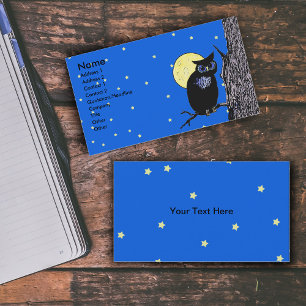 Black Owl Tree Moon Stars Visitekaartje
