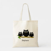 Black Owls Design Gepersonaliseerd Tote Bag (Achterkant)