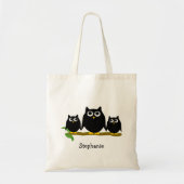 Black Owls Design Gepersonaliseerd Tote Bag (Voorkant)