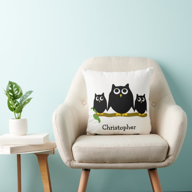 Black Owls Design op maat gemaakt Kussen (Stoel)
