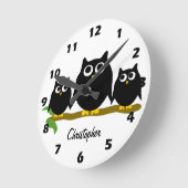Black Owls Design op maat gemaakt Ronde Klok (Hoek)
