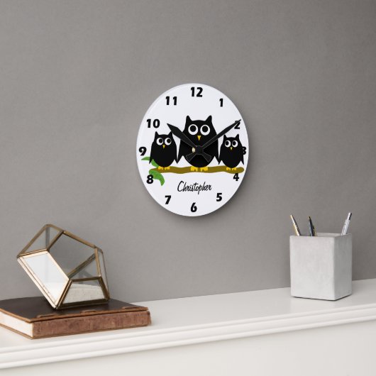 Black Owls Design op maat gemaakt Ronde Klok (Kantoor)