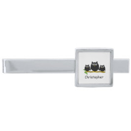 Black Owls Design Personalised Verzilverde Dasspeld